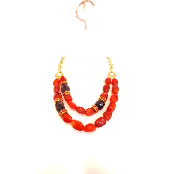 Neiman Marcus Lee Angel Majestic Earthy Glass Stone Cabochon Necklace NWT 550 - Picture 1 of 16